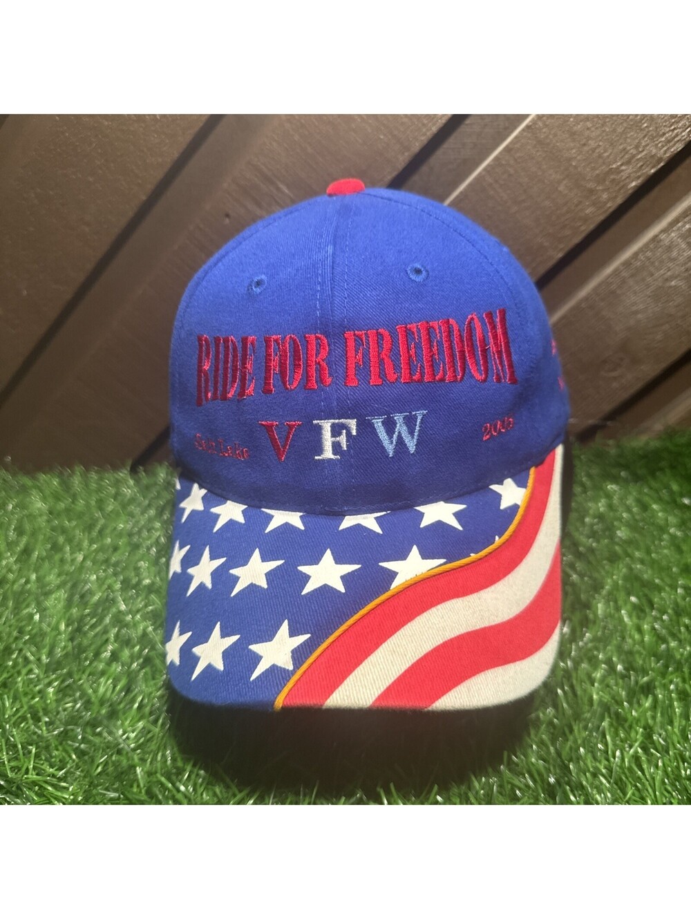 Vintage VFW Ride For Freedom Hat Salt Lake 2005 American Flag OTTO Cap Strapback